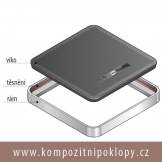 kompozitn poklop tvercov svtlost 760x760mm, tda zaten C250 vodotsn, pachotsn nabz firma KRAFT Servis s.r.o., www.kompozitnipoklopy.cz