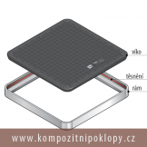 kompozitn poklop tvercov svtlost 900x900mm, tda zaten B125 vodotsn, pachotsn nabz firma KRAFT Servis s.r.o., www.kompozitnipoklopy.cz