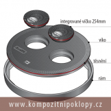 kompozitn poklop kruhov svtlost 900mm s integrovanmi inspeknmi vky, tda zaten B125 vodotsn, pachotsn nabz firma KRAFT Servis s.r.o., www.kompozitnipoklopy.cz