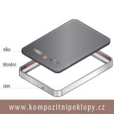 kompozitn poklop obdlnkov svtlost 900x600mm, tda zaten B125 vodotsn, pachotsn nabz firma KRAFT Servis s.r.o., www.kompozitnipoklopy.cz